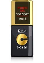 Delia Cosmetics, Coral Hybrid Gel, emalia do paznokci Top Coat, 11 ml