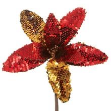 Eurofirany, kwiat świąteczny dekoracyjny, 20 cm, czerwony