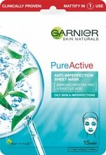 Garnier Skin Naturals, Pure Active oczyszczająca maska na tkaninie do cery tłustej i z niedoskonałościami, 23 g
