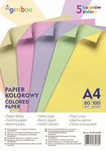 Gimboo, papier kolorowy, A4, 100 arkuszy, 5 kolorów pastelowych