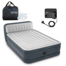 Intex, duże łóżko dmuchane z zagłówkiem, wbudowana pompka, 220-240V