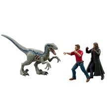 Jurassic World, Owen, Delacourt & Velociraptor Blue, 2 figurki i dinozaur