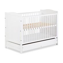 Klupś, Felix, łóżeczko niemowlęce z szufladą i barierką, białe, 120-60 cm