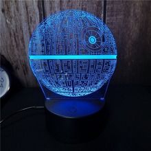 Lampka nocna LED, 3D, Gwiezdne Wojny, Gwiazda Śmierci, hologram + pilot