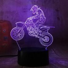 Lampka nocna LED, 3D, Motocykl, Cross, hologram + pilot