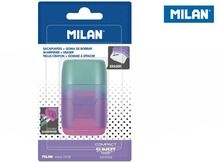 Milan, Compact Sunset, temperówko-gumka, zielono-fioletowo-różowa