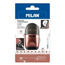 Milan, temperówka + Milan Capsule Cooper, gumka, czarna