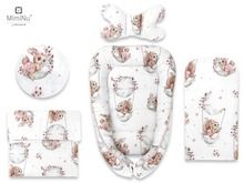 MimiNu, Lili, zestaw 4-elementowy: kokon niemowlęcy, poduszka motylek, kołderka, materac, pudrowy róż