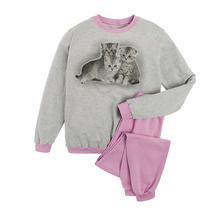 Piżama dziewczęca, szaro-różowa, kotki, Tup Tup