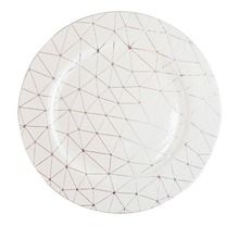 Podtalerz biały w srebrny wzór geometryczny, 33 cm
