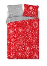 Scandic, Śnieżynki, 3-częściowy komplet pościeli, czerwień, 160-200 cm