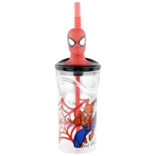 Spider-Man, bidon do picia, ze słomką i figurką 3D