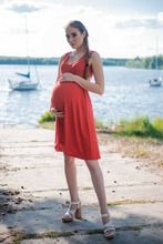 Sukienka damska bez rękawów, ciążowa, czerwona, Miracle