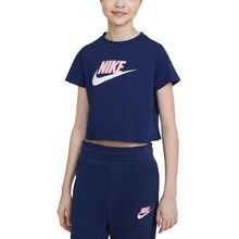 T-shirt dziewczęcy, granatowy, Nike Sportswear Big Kids Cropped T-Shirt