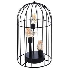 Vilde, lampka dekoracyjna, ptaki, klatka metalowa, czarna, 37 cm