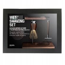 Zew For Men, Wet Shaving, zestaw: maszynka do golenia + pędzel do golenia + miseczka + stojak na pędzel i maszynkę + mydło do golenia, 85 ml