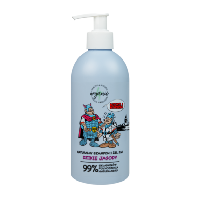 4organic, Kajko i Kokosz, Dzikie Jagody, naturalny szampon i żel do mycia dla dzieci, 350 ml