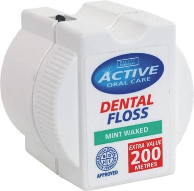 Active Oral Care, Dental Floss, nić dentystyczna, woskowana, Mint, 200 metrów