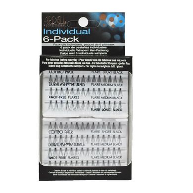 Ardell, Individual Combo Pack, zestaw 56 kępek rzęs, Black, 6-pack