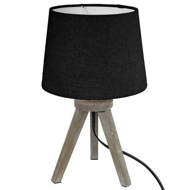 Atmosphera, lampa stołowa, Mini Noir, drewniane nóżki, 30 cm