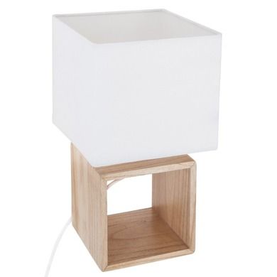 Atmosphera, lampa stołowa z kwadratowym abażurem, 32 cm, biała