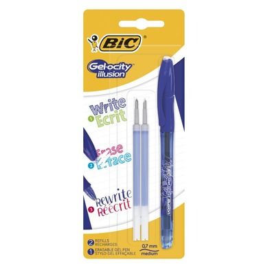 BIC, Gel-ocity Illusion, długopis wymazywalny, niebieski, 1+2 szt.