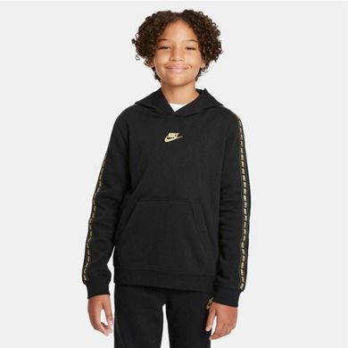 Bluza dziecięca z kapturem, czarna, Nike B NSW Repeat FLC PO Hoodie