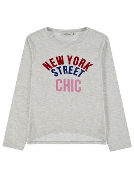 Bluzka dziewczęca z długim rękawem, beżowa, New York street chic, Tom Tailor
