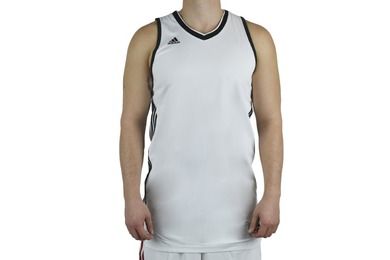 Bluzka męska bez rękawów, biała, Adidas E Kit JSY 3.0
