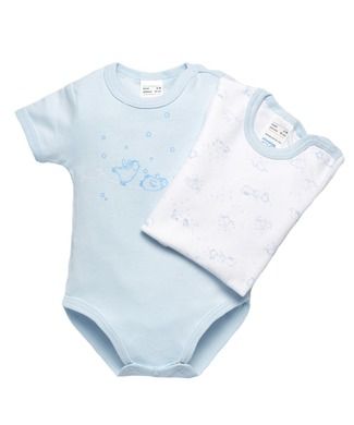 Body niemowlęce z krótkim rękawem, białe, niebieskie, zestaw, 2 szt., Olimpias