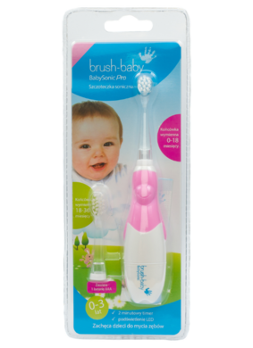 Brush-Baby, Babysonic Pro, szczoteczka soniczna dla dzieci 0-3l, róż