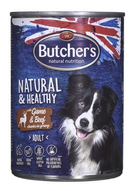 Butcher's, Natural & Healthy, karma mokra dla psa, dziczyzna z wołowiną w sosie, puszka, 400 g