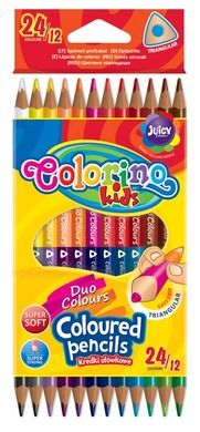 Colorino, kredki ołówkowe, trójkątne, dwukolorowe, 12 sztuk, 24 kolory