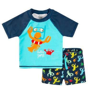 Cool Club, Komplet kąpielowy chłopięcy, T-shirt, Szorty, niebiesko-granatowy, rak, krab