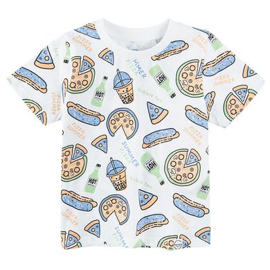 Cool Club, T-shirt chłopięcy, biały, Summer pizza