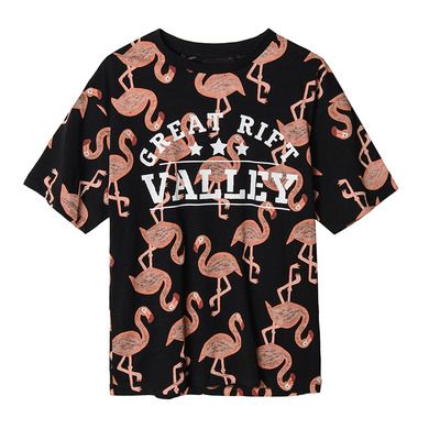 Cool Club, T-shirt chłopięcy, czarny, flamingi, Great Rift Valley
