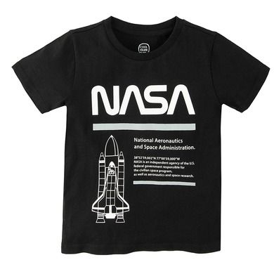 Cool Club, T-shirt chłopięcy, czarny, NASA