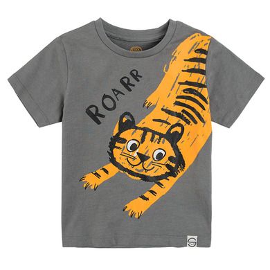 Cool Club, T-shirt chłopięcy, szary, tygrys