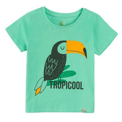 Cool Club, T-shirt dziewczęcy, turkusowy, tukan, Tropicool