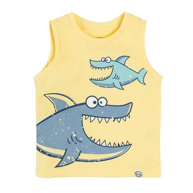 Cool Club,T-shirt chłopięcy bez rękawów, żółty, rekiny