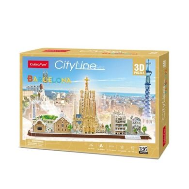 Cubicfun, City Line, Barcelona, puzzle 3D, 186 elementów