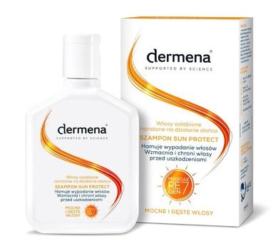 Dermena, Sun Protect, szampon do włosów osłabionych narażonych na działanie słońca, 200 ml