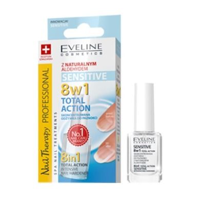 Eveline, 8in1 Total Action Nail Therapy Sensitive, skoncentrowana odżywka do paznokci, 12 ml