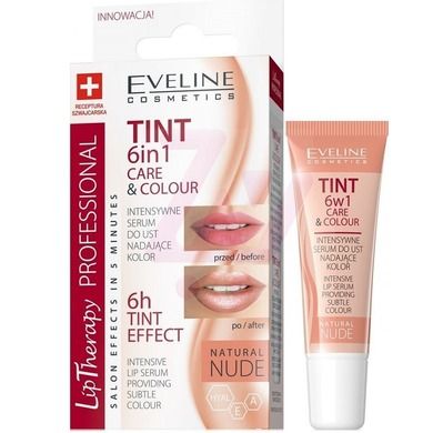 Eveline, Lip Therapy 6w1 Care& Colour, intensywne serum do ust nadające kolor Tint Nude, 12 ml