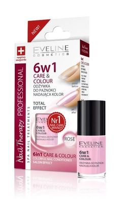 Eveline, Nail Therapy, Care & Colour, lakier, odżywka, 6w1, Rose, 5 ml