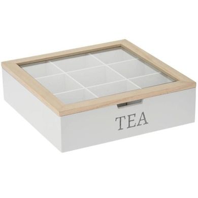 Excellent Houseware, pudełko na herbatę z napisem tea, MDF, 24-24-7 cm