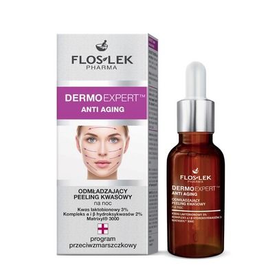 Floslek, Pharma Dermo Expert, Anti Aging, peeling kwasowy na noc, odmładzający, 30 ml