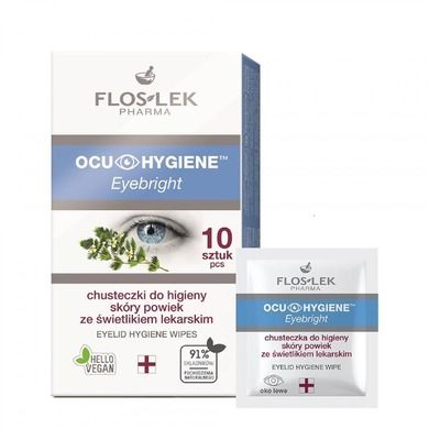Floslek, Pharma Ocu Hygiene Eyebright, chusteczki do higieny skóry powiek ze świetlikiem, 10 szt.