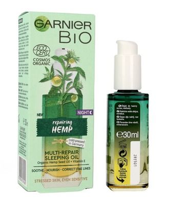 Garnier, bio multi-naprawczy olejek do twarzy na noc, reparing hemp, 30 ml
