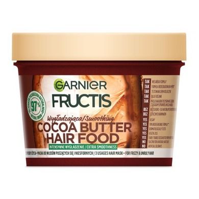 Garnier Fructis, Hair Food, maska do włosów, wygładzająca, Cocoa Butter, 390 ml